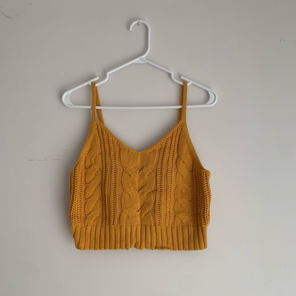 Cable Knit Mustard Yellow Crop Top